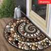 Colorful Pebble & Seashell Welcome Mat – Non-Slip, Easy to Clean for Entryway