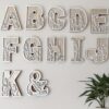 Wooden Carved Alphabet Letters – Floral Design Tabletop Sign for Wedding & Room Decor