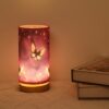 1pc Purple Butterfly Wood Base Table Lamp, Bedside Night Light & Room Decor