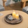 Round Wooden Candle Tray – Farmhouse Table Centerpiece for Halloween & Home Decor