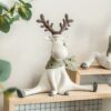 Nordic Cute Split Deer Figurine – Hand-painted Resin Sculpture for Home & Wedding Decor