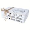 Wooden Decorative Books Stack – Rustic Home Decor for Desk, Shelf & Office