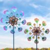 Peacock Tail Wind Spinner – 35.4 Inches Iron Garden Decor for Yard & Lawn