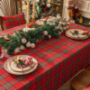Plaid Christmas Tablecloth – Red & Green Rectangle Table Cover for Holiday Decor