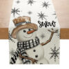 Linen Christmas Table Runner – Snowman & Xmas Tree Tablecloth for Holiday Decor