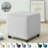 Velvet Ottoman Cover – Square Elastic Footrest Slipcover for Living Room