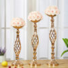 Golden Iron Candlestick Vase – Wedding Table Candle Holder & Prop