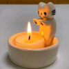 Cute Kitten Candle Holder – Cartoon Cat Candlestick for Home Decor