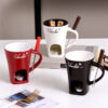 130ML European Ceramic Mug – Cheese & Chocolate Melting Mug with Fork