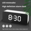 White LED Mirror Table Clock – USB Alarm Clock with Snooze & Night Light