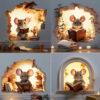 M736 Mouse Hole Wall Sticker – Cute Mouse Reading Decor for Home