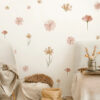 Boho Flowers Wall Stickers – Watercolor Removable PVC Decals for Bedroom & Living Room
