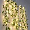 2.3m Silk Leaves Ivy Vine with 3m LED String Lights for Home & Wedding Decor