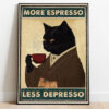 Retro Metal Tin Sign – “More Espresso, Less Depresso” Coffee Lover Wall Art