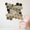 12pcs Hexagonal Acrylic Mirror Wall Stickers – 3D Crystal Wall Decor for Home