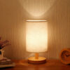 Wooden Desk Lamp – USB Rechargeable Bedside Light with Cylinder Shade